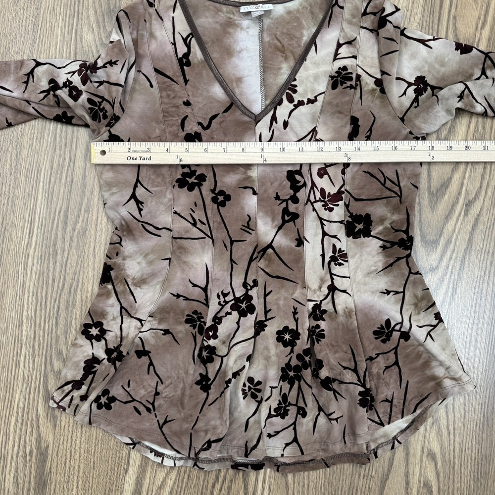 VTG Roz & Ali Top Womens MP Brown Floral Velvet Fairy Grunge Phoebe Friends 90s - Picture 12 of 13